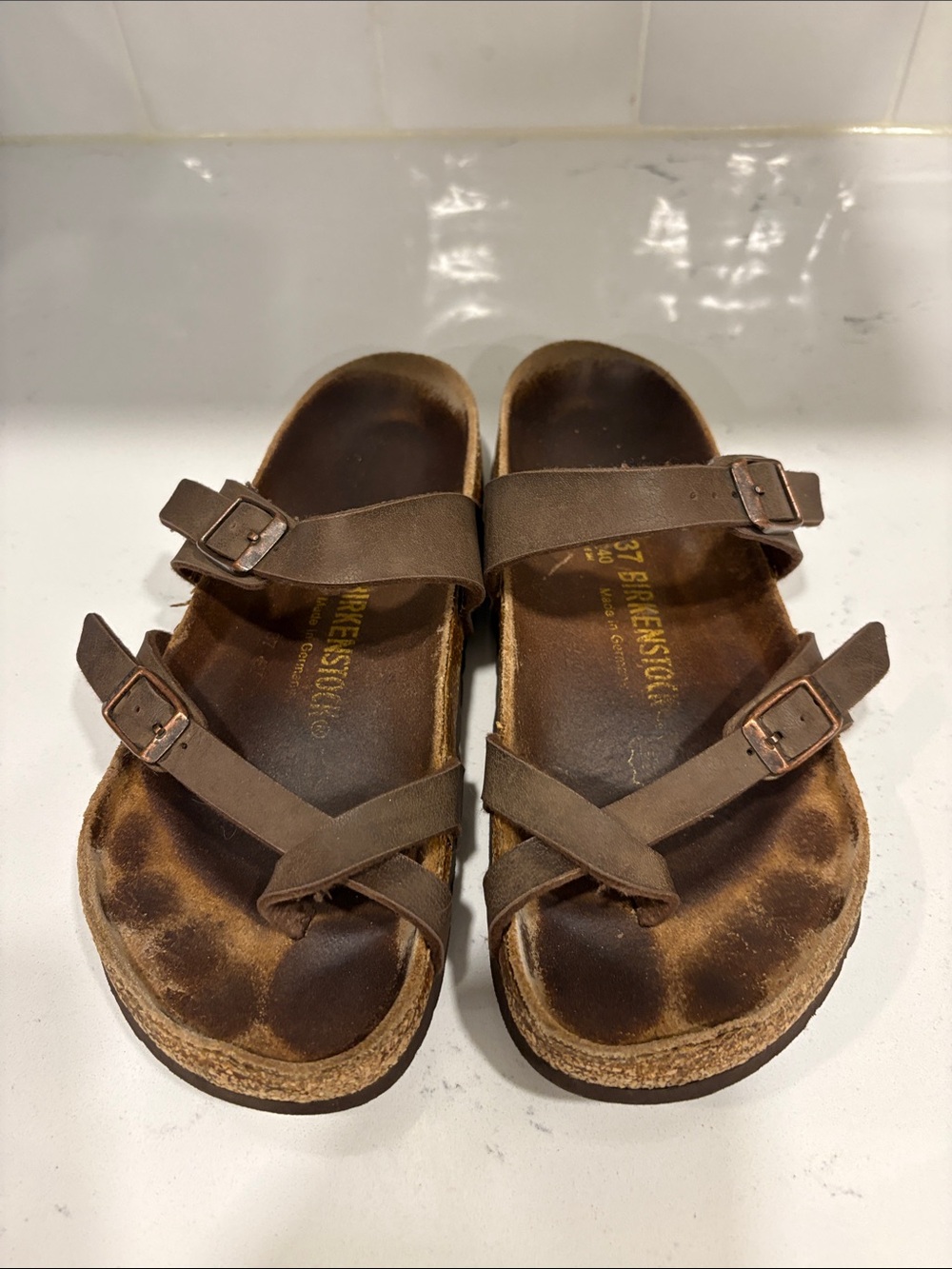 Birkenstock Women’s Brown Double-Strap Cork Sandals-37